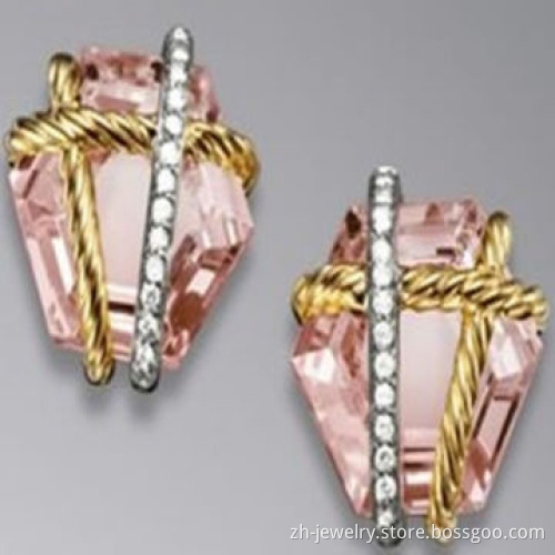 Austrian Crystal Stud Earrings, Available in Yellow and Pink Color